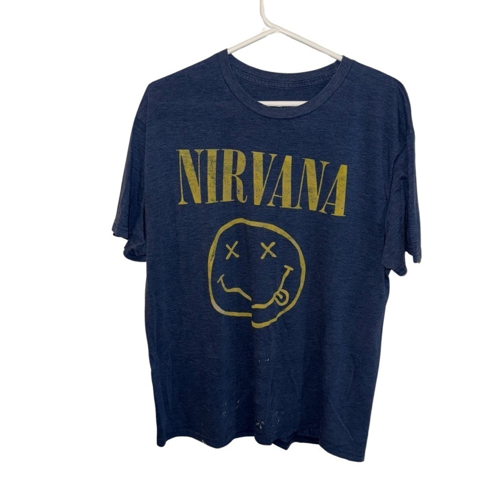 NIRVANA Navy Blue and Gold Short Sleeve Tee